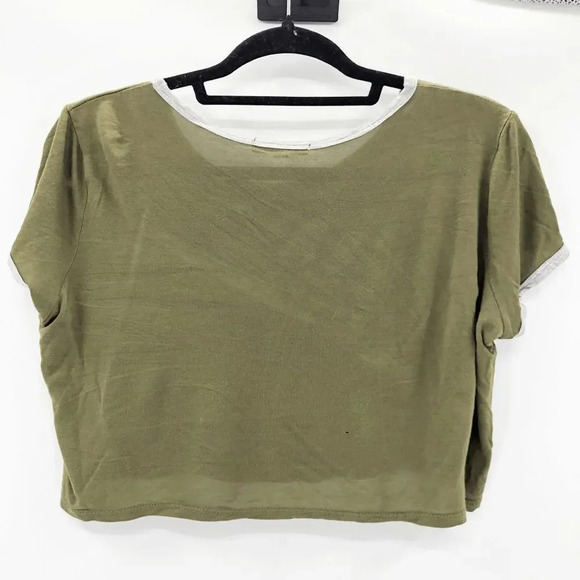 Ambiance Women's Green Short Sleeve Stretch Crop Top Size S - Picture 2 of 5